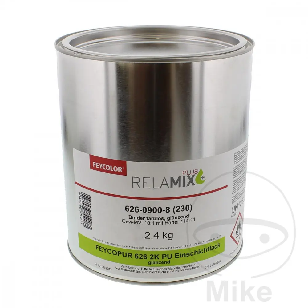 Einkomponenten 2K PU 626 Lack 2,4 kg Feycolor Hochglanz