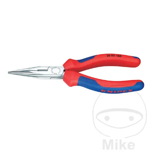 Pince à bec rond droit 160 Poignée chrome 2K Knipex