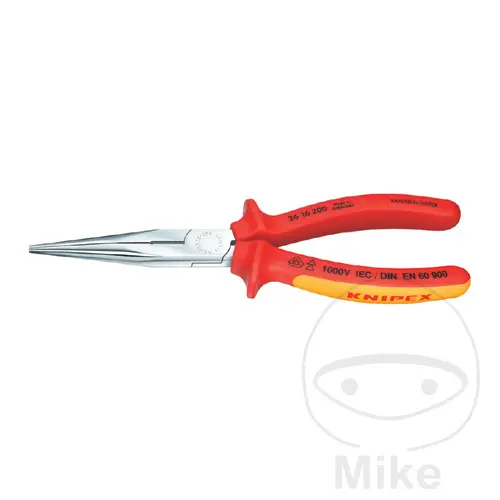 Pince à bec plat droit 200 VDE Knipex poignée Chrome 2K