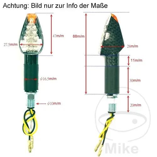 JMP Arrow2 ایل ای ڈی انڈیکیٹر لمبا سفید گلاس سیاہ باڈی — 2 ویو