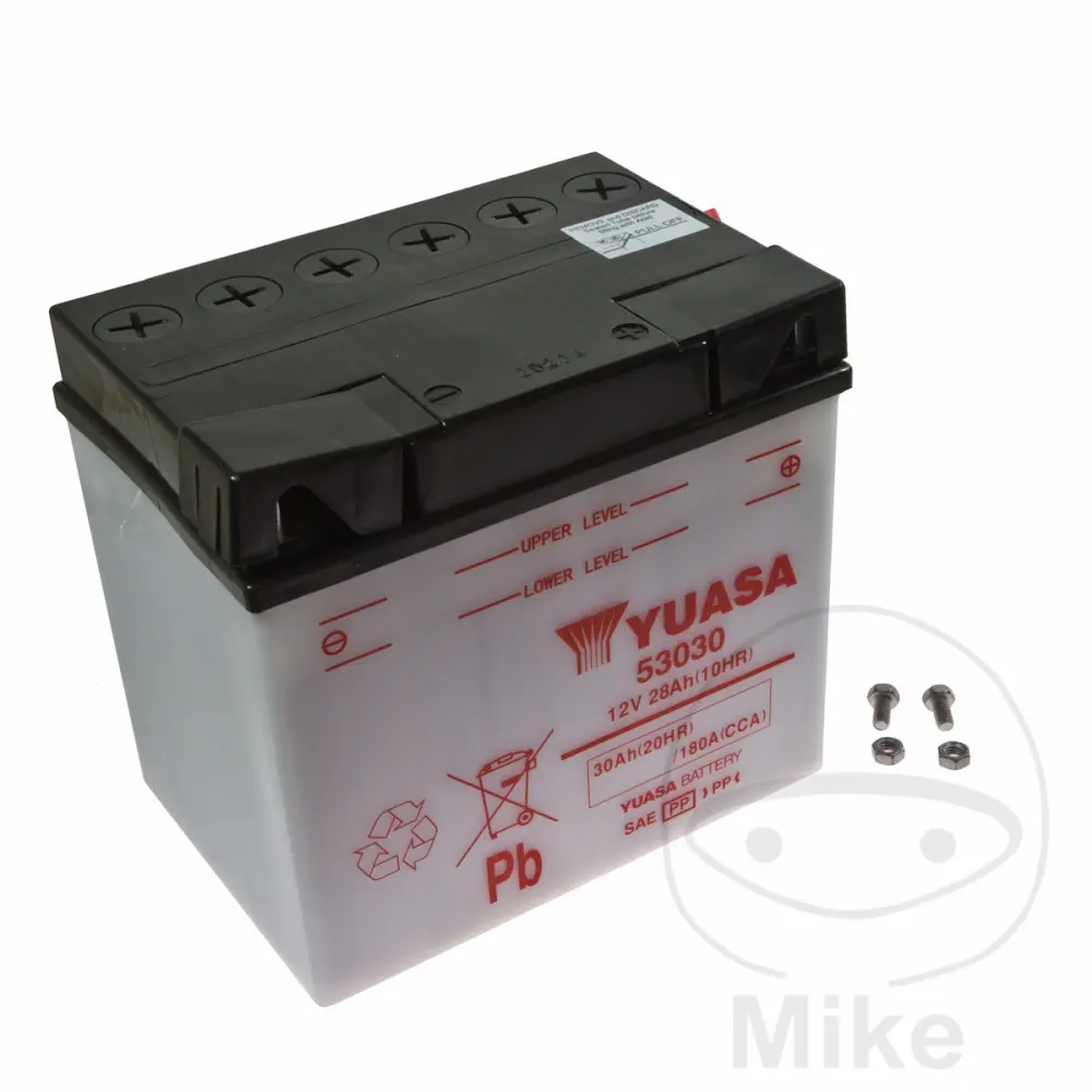 Batterie 12V 28 ah 53030 Yuasa yumicron konventionell mit Wartung (lg186xl130xh171mm)