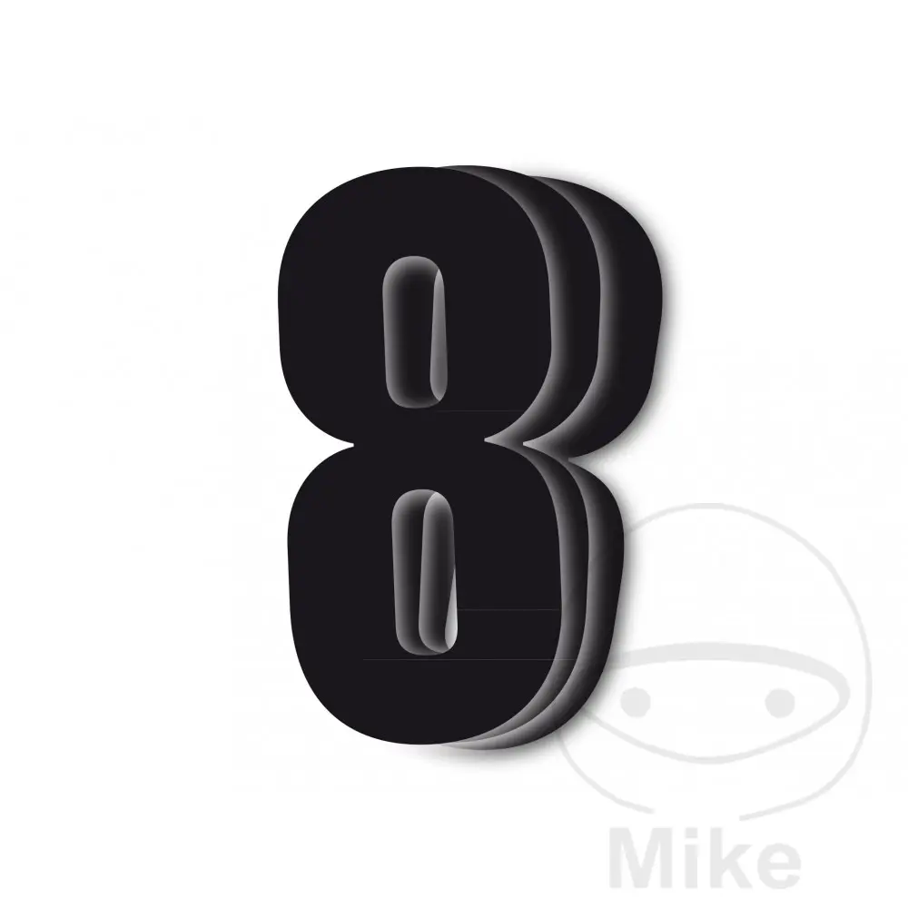 Numéro de course Blackbird Racing 8 Black Bird Noir 13x7cm (3 pièces)