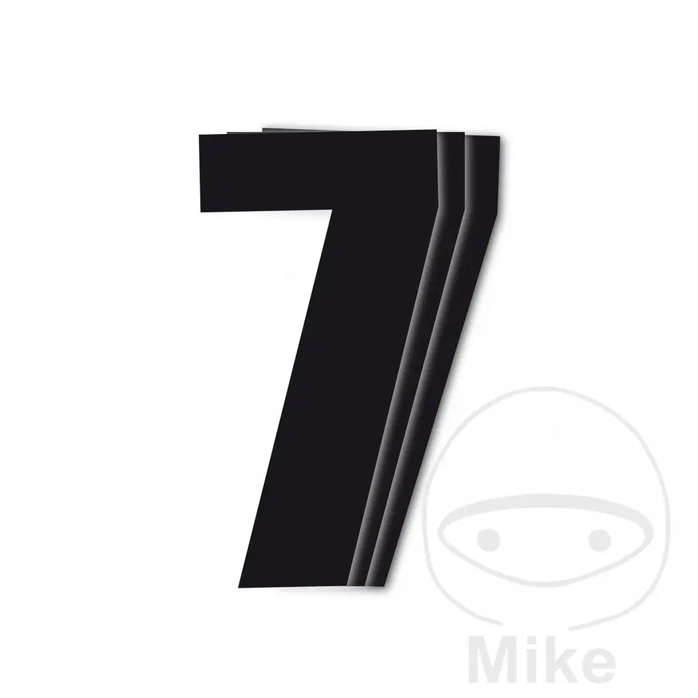 Numéro de course 7 Black Bird Racing 3 pièces noir 16x7,5cm