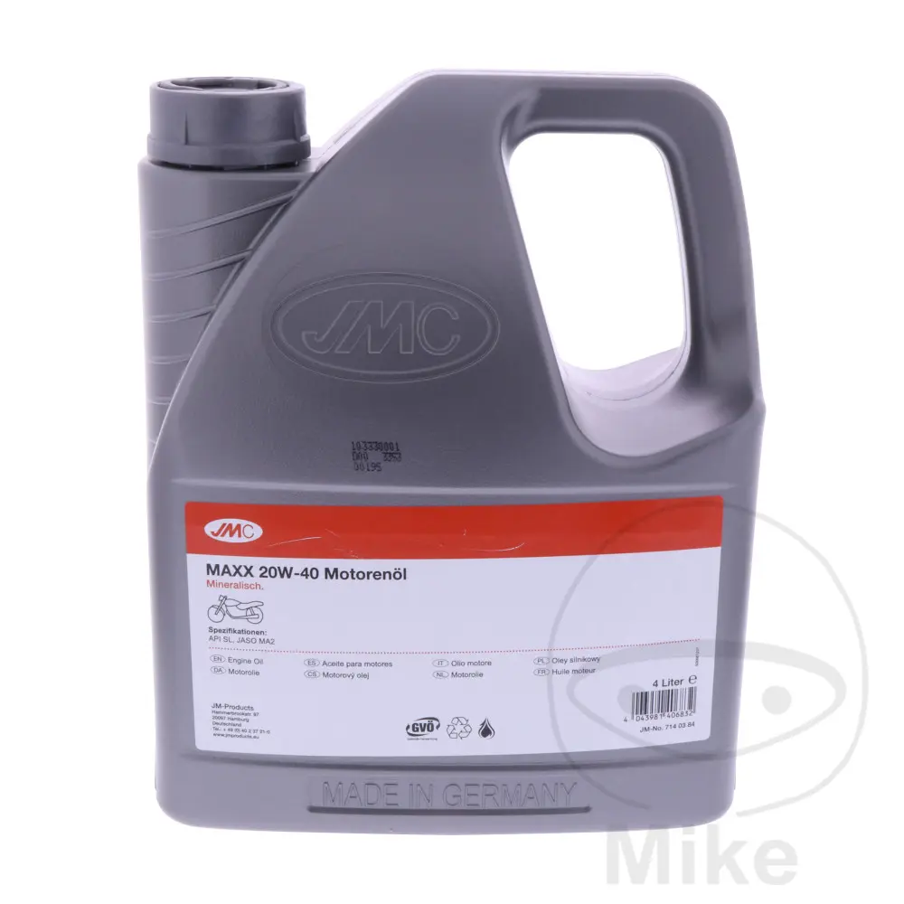 Aceite de motor JMC Maxx 20W40 4T 4 litros mineral