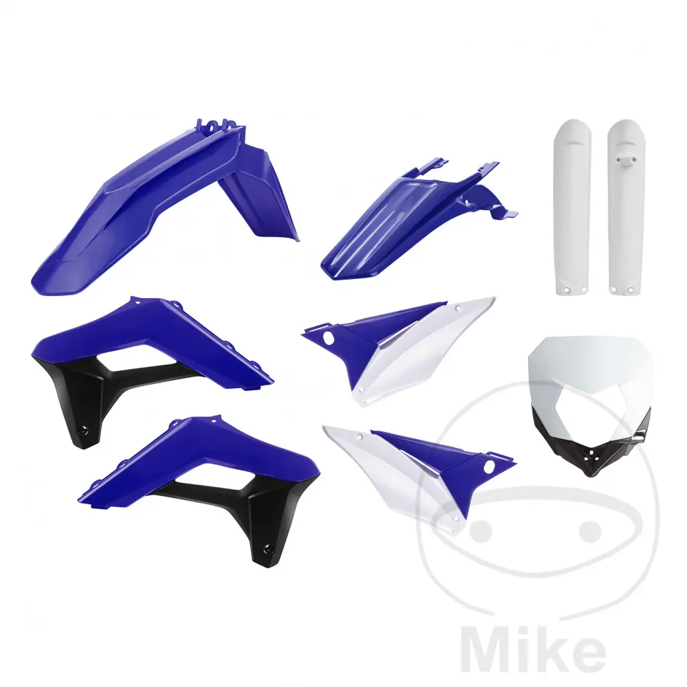 Carrosserie-carénage moto enduro Sherco 125/250 SE-R 2017-2023, 250/450 SEF-R 2017-2023 bleu-blanc-noir - Kit 9 pièces Polisport