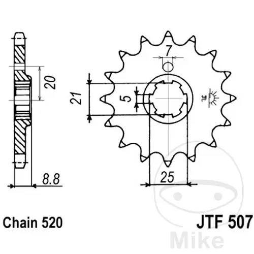 JT Sprockets 15Z PAS 520 굵은 이빨 5 - 내경 21 스프로킷