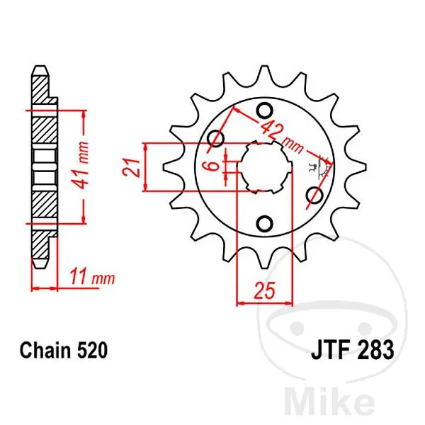 Kædehjul JT Sprockets 15T STIG 520 Indvendig diameter 21 — Kædehjul og kranke