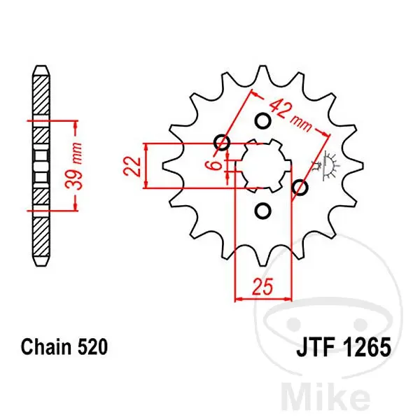 스프로킷 JT Sprockets 14Z 피치 520 대형 이빨 6 내경 22