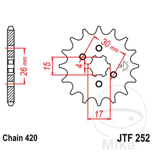 Πινιόν JT Sprockets 13Z βήμα 420 μεγάλο δόντι 6 εσωτερική διάμετρος 15