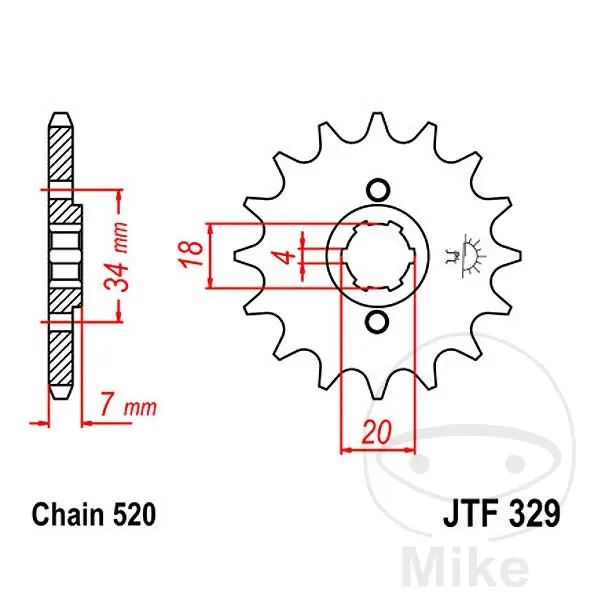 JT Sprockets 12Z PAS 520 대형 치형 스프로킷 4 내경 18