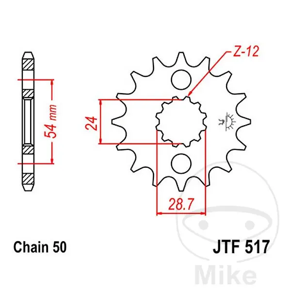 JT Sprockets 스프로킷 15Z 피치 530 파인 피치 내경 24/28