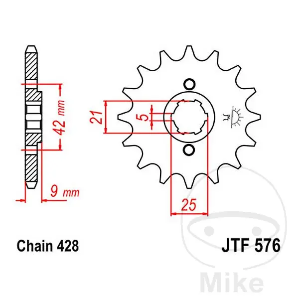 ترس JT Sprockets 17Z درجة 428 بأسنان كبيرة 5 قطر داخلي 21
