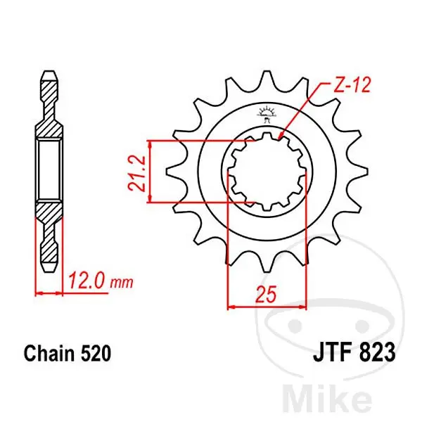 Pignon JT Sprockets 16Z PAS 520 denture fine diamètre intérieur 21/25