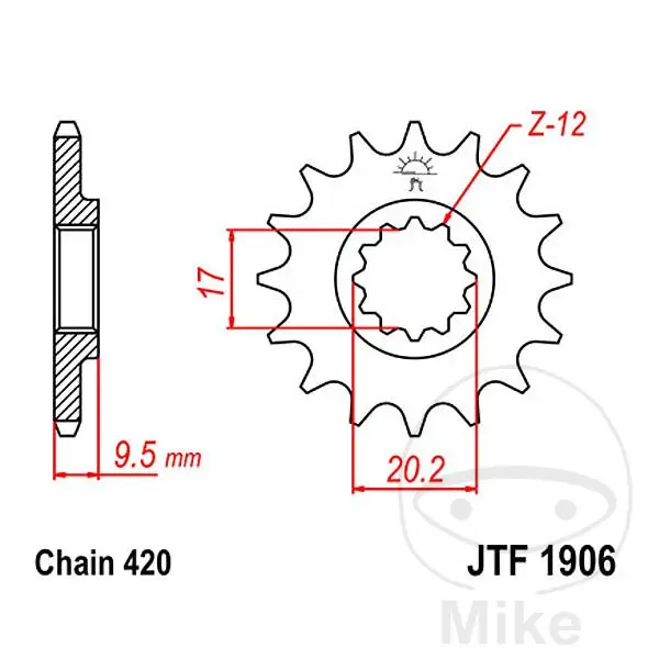 JT Sprockets hammasratas 15Z samm 420 peene hambastusega siseläbimõõt 17/20
