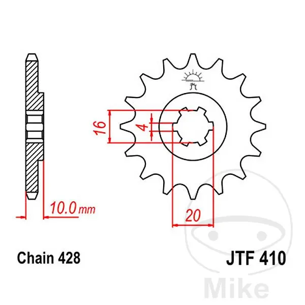 스프로킷 JT Sprockets 16Z 피치 428 대형 치형 내경 16