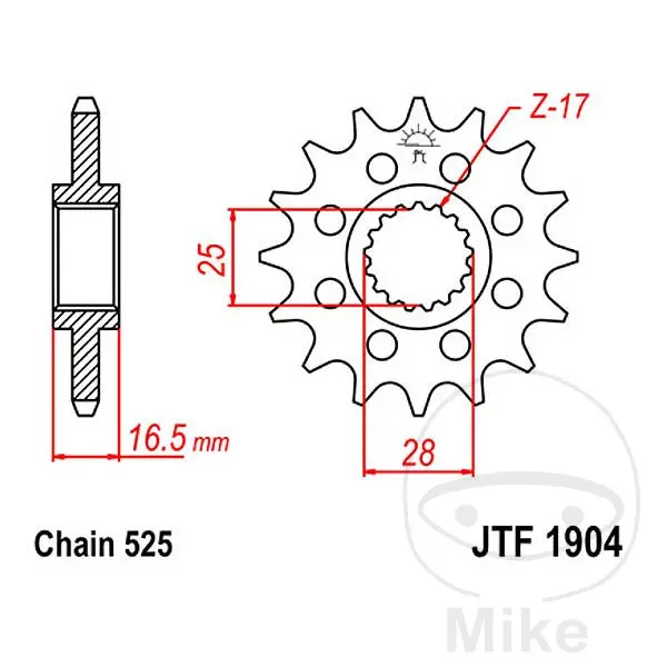 레이싱 스프로킷 JT Sprockets 16Z 피치 525 파인 피치 내경 25/28