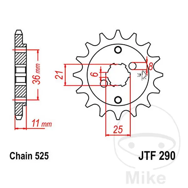 JT Sprockets 14Z 피치 525 대형 치형 6 내경 21 스프로킷