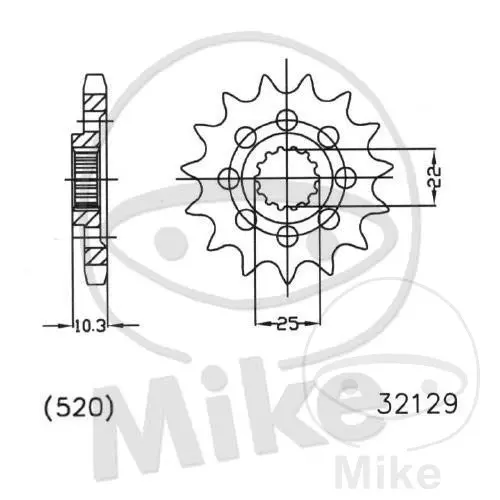 Pignon Esjot Racing 14Z pas 520 à denture fine diamètre intérieur 22/25