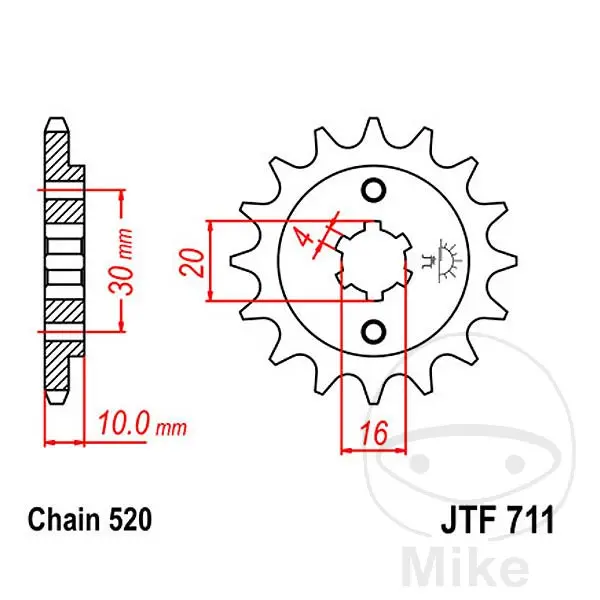 JT Sprockets 13Z PAS 520 대형 이빨 스프로킷 - 내경 16