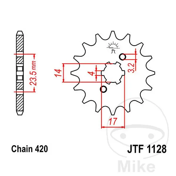 JT Sprockets 11Z PAS 420 nagy fogazatú 4-es lánckerék - Belső átmérő 14