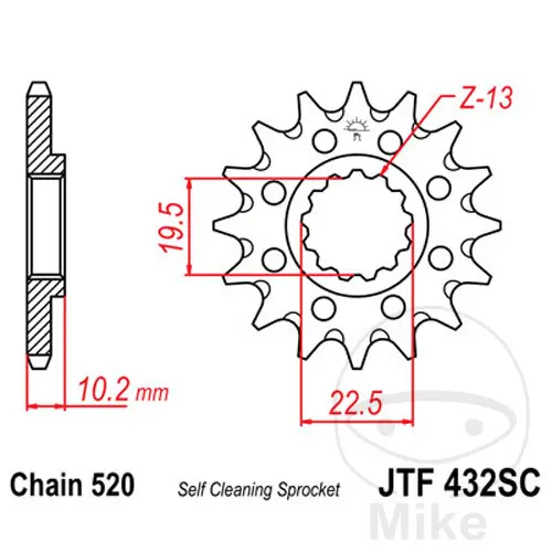 Ritzel Racing JT Sprockets 13Z Teilung 520 mit Feinzahnung Innendurchmesser 19.5/2