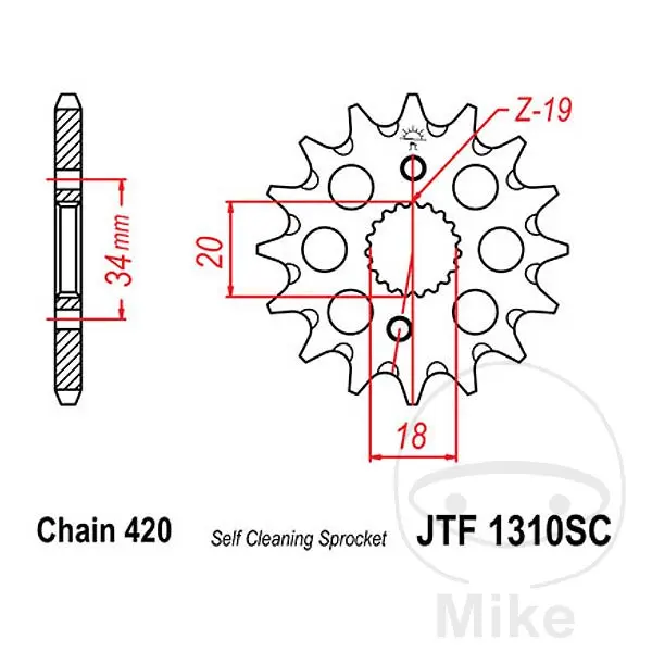 Pignon Racing JT Sprockets 15Z PAS 420 à denture fine diamètre intérieur 18/20