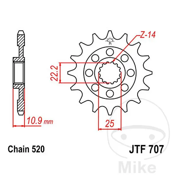 Pignon racing JT Sprockets 15Z pas 520 denture fine alésage 22.2/2