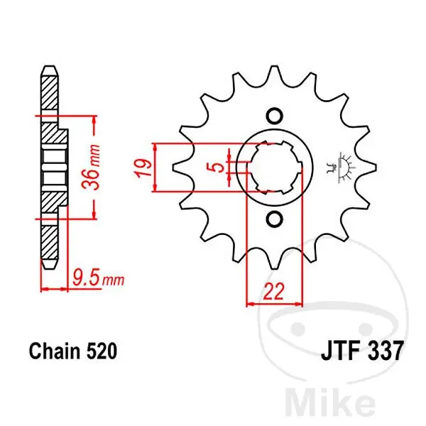 JT Sprockets Sprocket 14T 520 pitch heavy duty 6 inner diameter 19