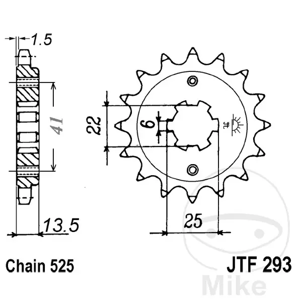 JT Sprockets 14齿 525节距 粗齿 内径22毫米 链轮