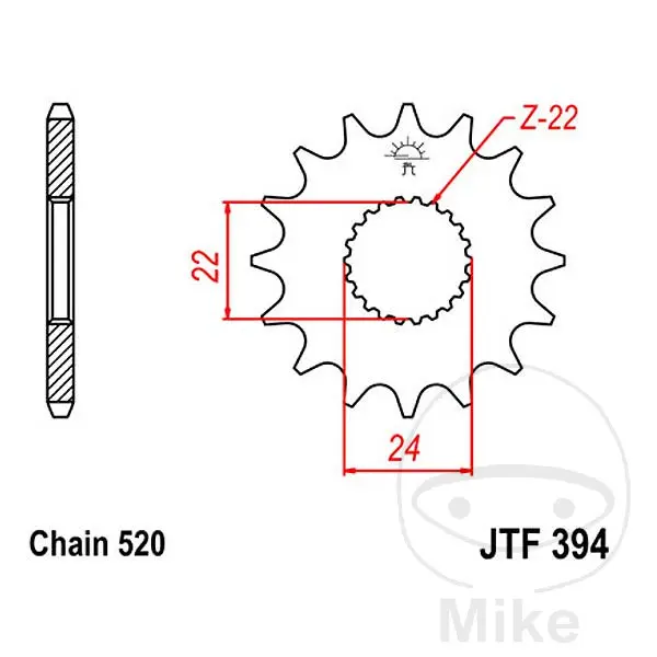 ترس JT Sprockets 13Z PAS 520 بأسنان دقيقة قطر داخلي 22/24