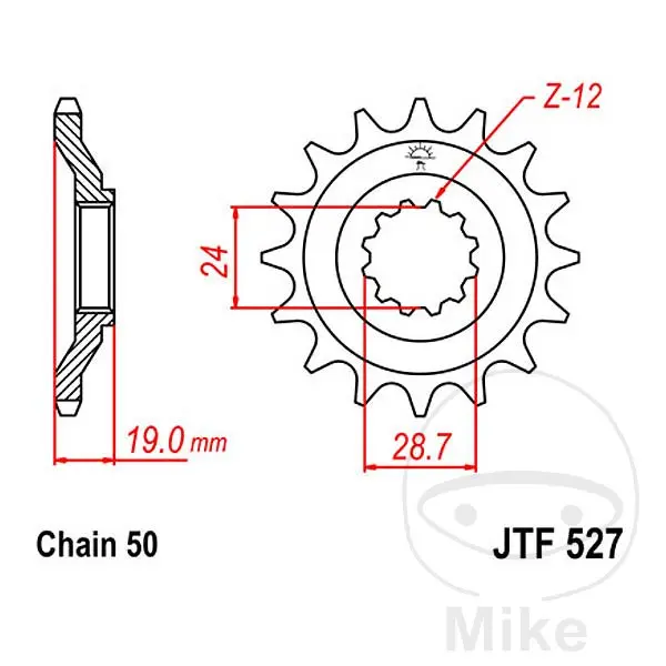 ترس سلسلة JT Sprockets 17Z درجة 530 ذو أسنان دقيقة قطر داخلي 24/28