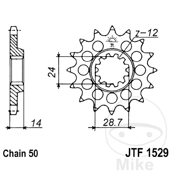 ترس JT Sprockets 16Z درجة 530 أسنان ناعمة قطر داخلي 24/28
