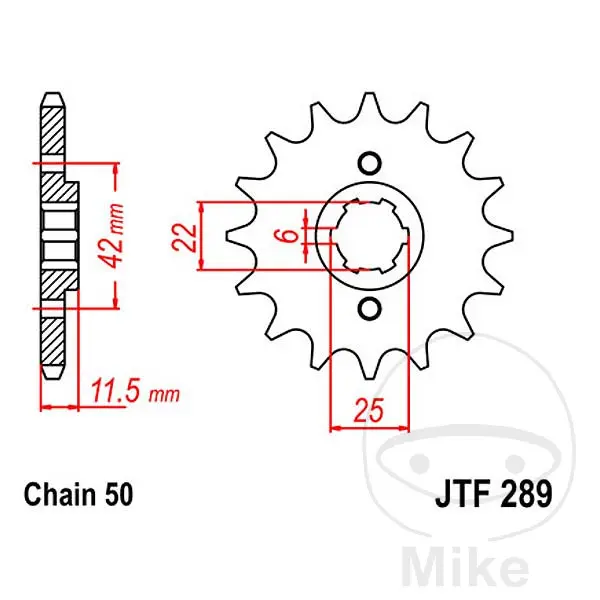 Зъбно колело JT Sprockets 16Z стъпка 530 с едри зъби 6 вътрешен диаметър 22