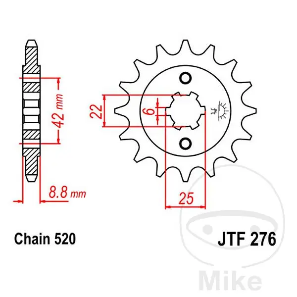 سپروکیٹ JT Sprockets 16Z پچ 520 بڑے دانت اندرونی قطر 22