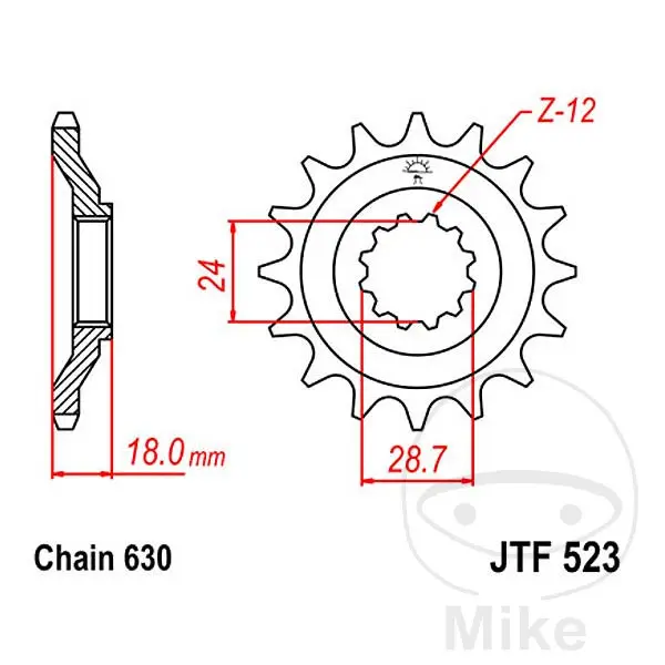 JT Sprockets 15Z 피치 630 파인 던처 내경 24/28 스프로킷