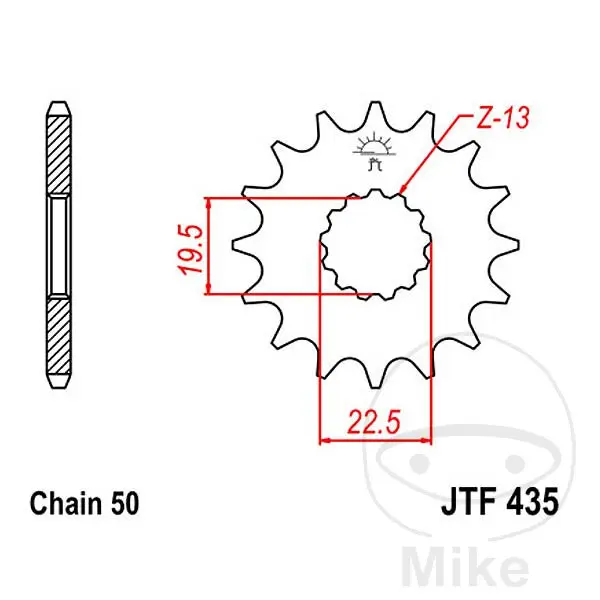 15Z دانت، 530 پچ، باریک دانت، 19.5/2 اندرونی قطر JT Sprockets پگنی