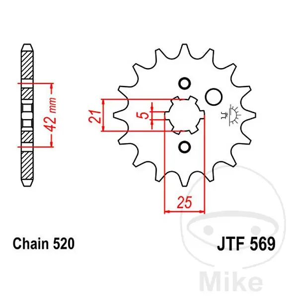 Зъбно колело JT Sprockets 16Z СТЪПКА 520 Вътрешен диаметър 21