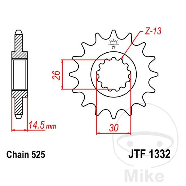 Pastorek JT Sprockets 15Z PAS 525 s jemným ozubením vnitřní průměr 26/30