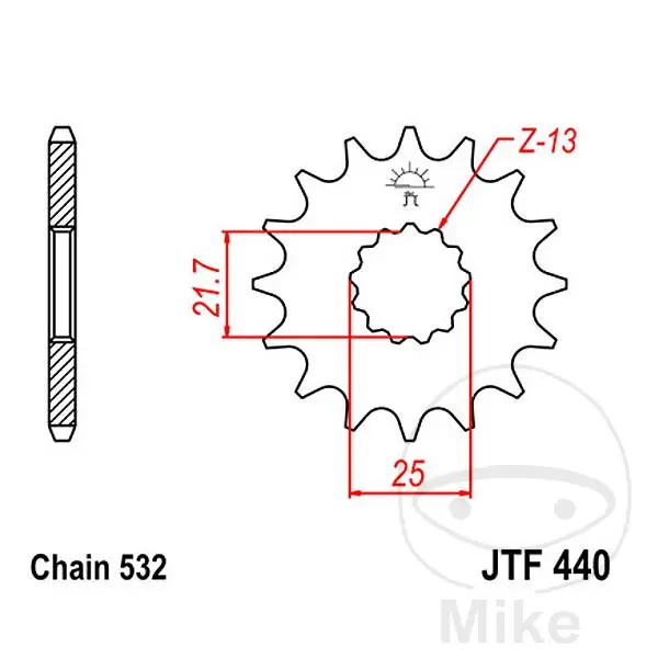 JT Sprockets 스프로킷 16Z 피치 532 파인 피치 내경 21.6/2