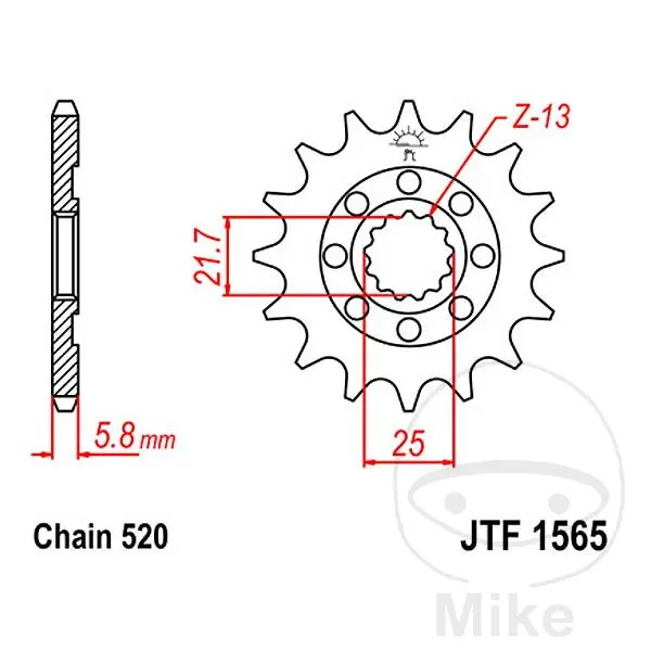 Pignon JT Sprockets Racing 14Z PAS 520 denture fine diamètre intérieur 21.6/2