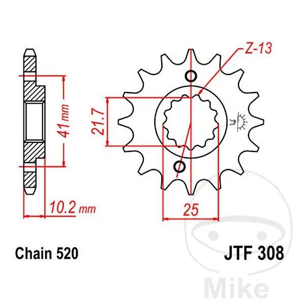 스프로킷 JT Sprockets 14Z 피치 520 파인 피치 내경 21,6/2