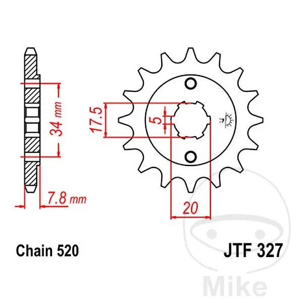 ترس JT Sprockets Honda 125 XL V Varadero 2000-2016 520 14 سن DTS