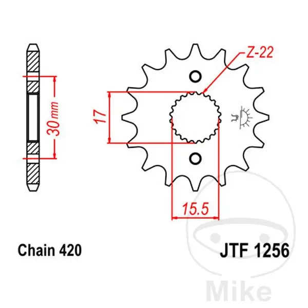 Ritzel JT Sprockets 15Z PAS 420 mit Feinzahnung Innendurchmesser 15.5/1