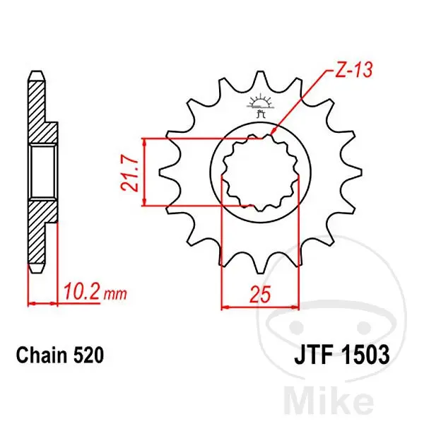 Pignon JT Sprockets 12Z PAS 520 à denture fine diamètre intérieur 22/25