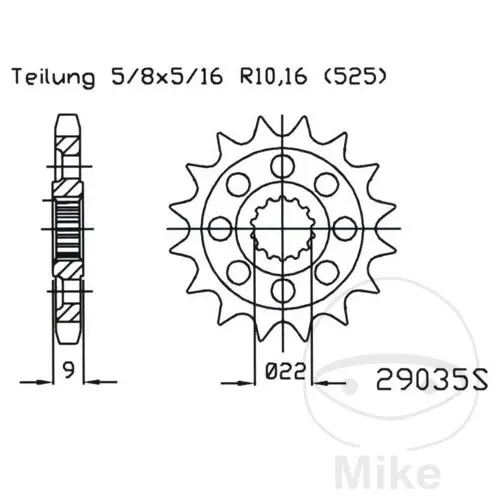 Ritzel Racing Esjot 16Z PAS 525 mit Feinzahnung Innendurchmesser 22/25