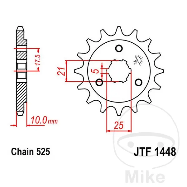 JT 스프로켓 14T 피치 525 내경 21mm 스프로켓