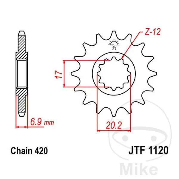 JT Sprockets 스프로킷 13Z 피치 420 파인 덴츄어 내경 17/20