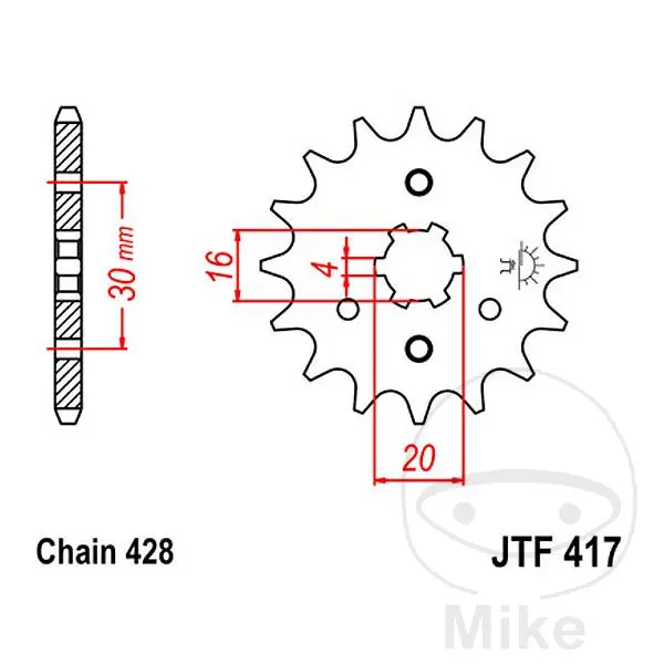 スプロケット JT Sprockets 15Z ピッチ428 太歯4 内径16