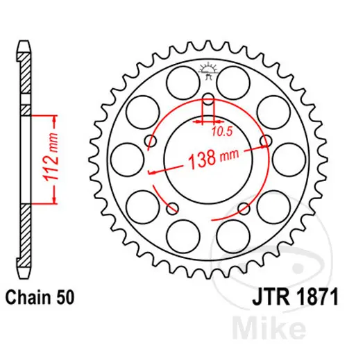 JT Sprockets 50Z 피치 530 내경 112 스프로킷