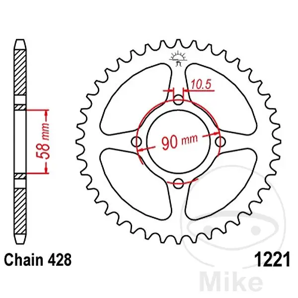 JT Sprockets krans 42Z PITCH 428 Indvendig Diameter 058 Hulafstand Fastgørelse